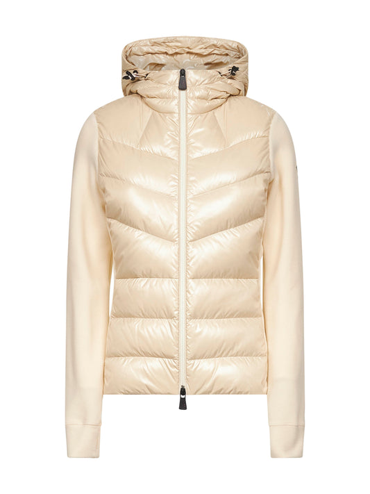 Ivory zip-up hooded padded cardigan