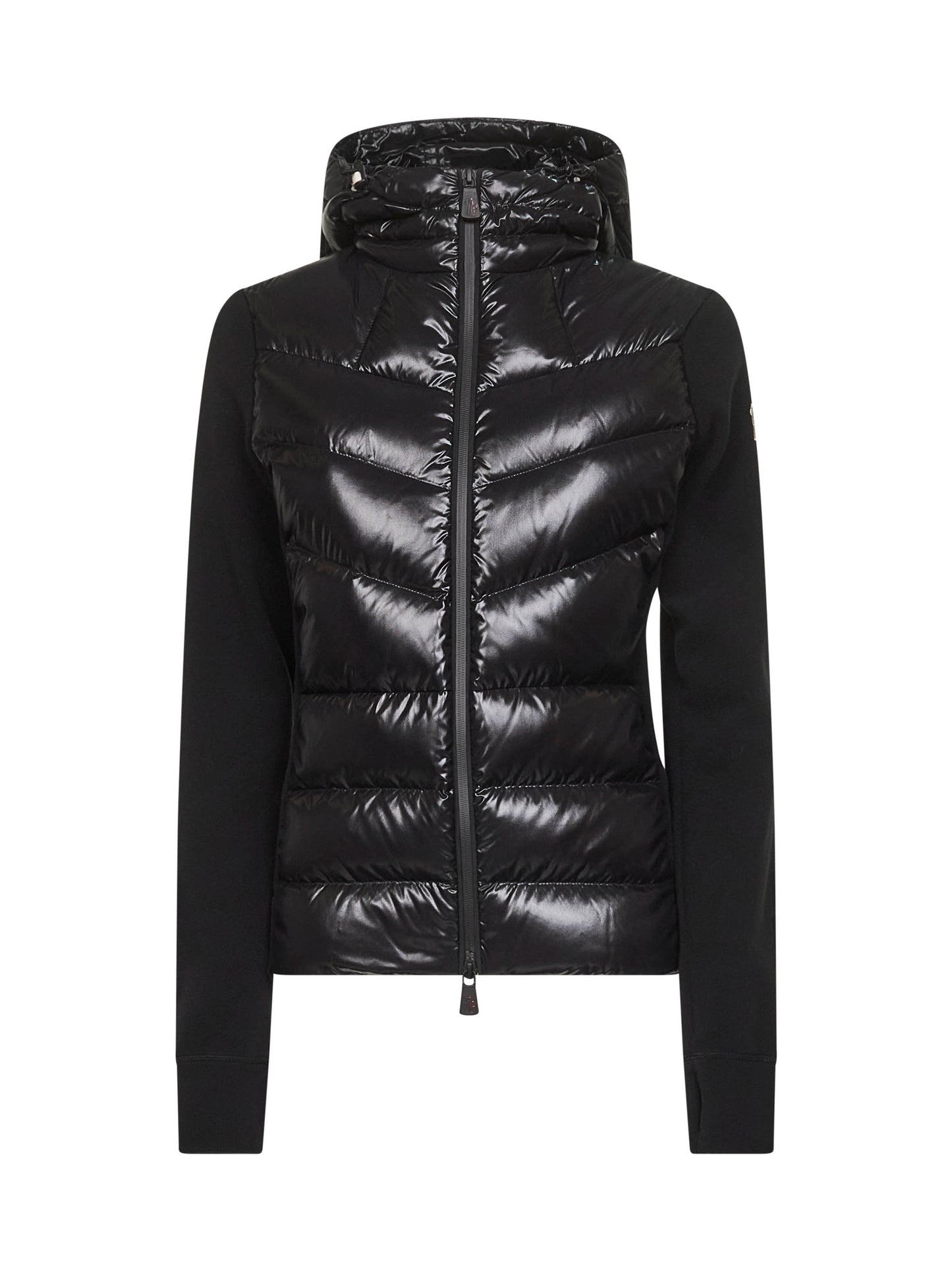Black zip-up hooded padded cardigan