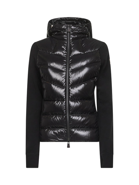 Black zip-up hooded padded cardigan