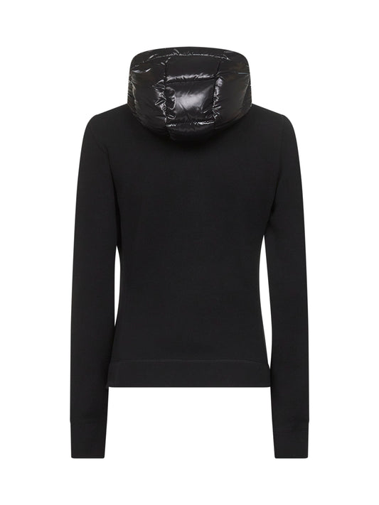Black zip-up hooded padded cardigan