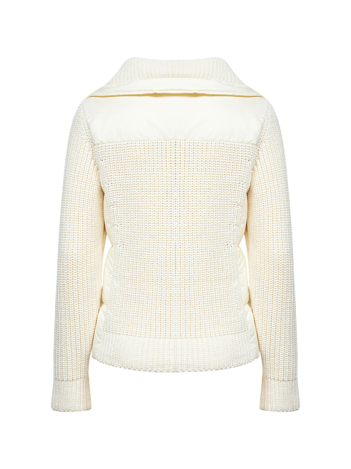 Cardigan imbottito con zip in lana bianca