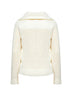Cardigan imbottito con zip in lana bianca