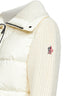 Cardigan imbottito con zip in lana bianca