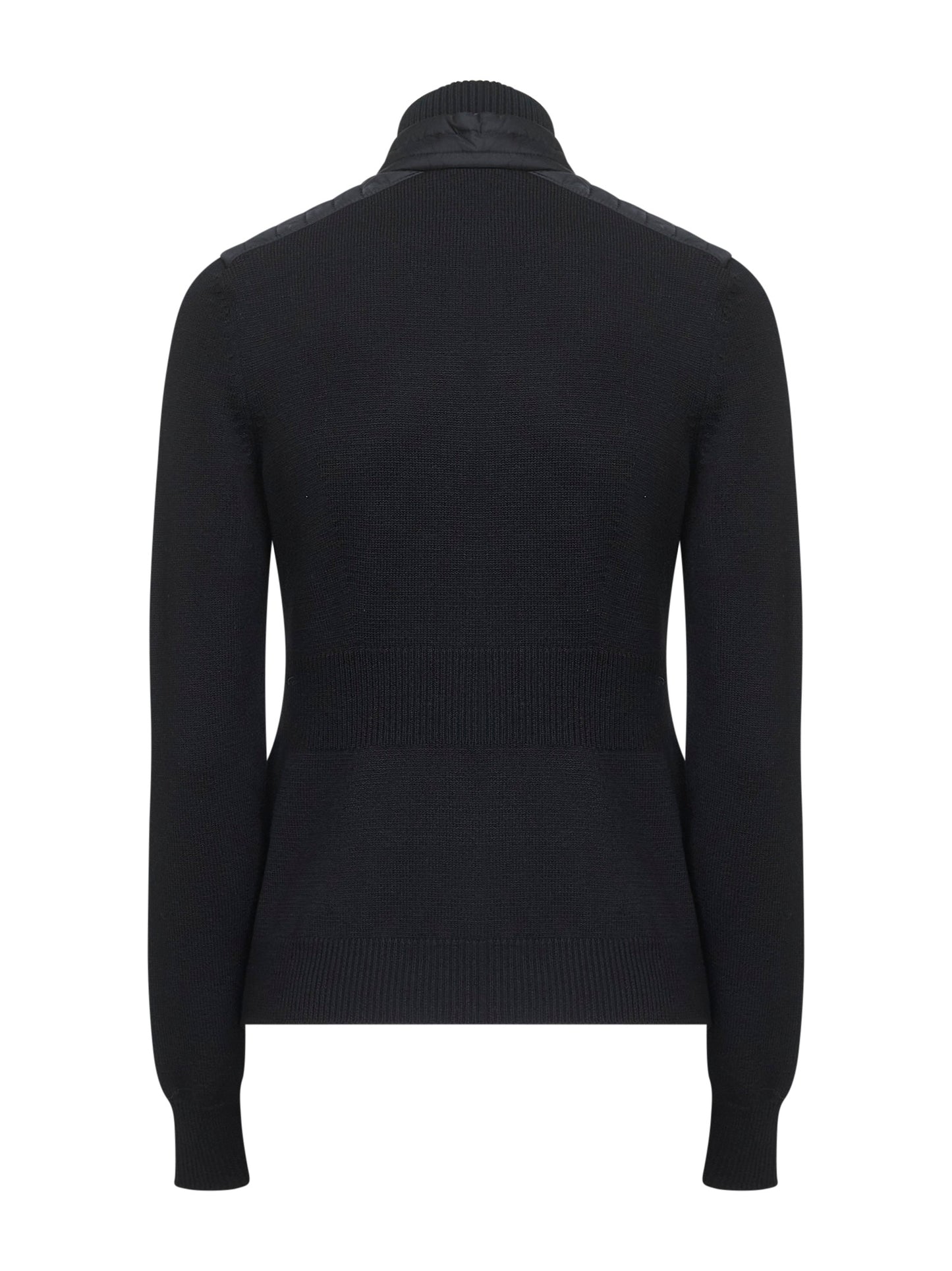Cardigan imbottito in lana merino stretch nera