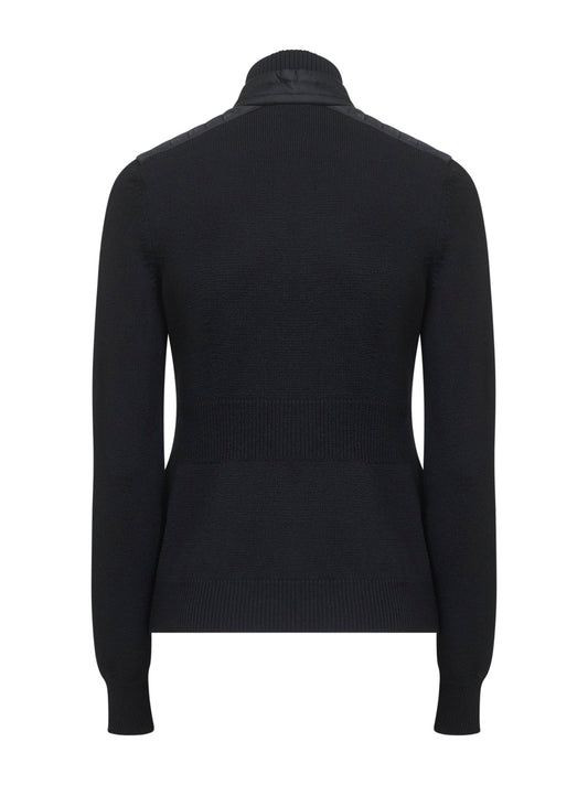 Cardigan imbottito in lana merino stretch nera