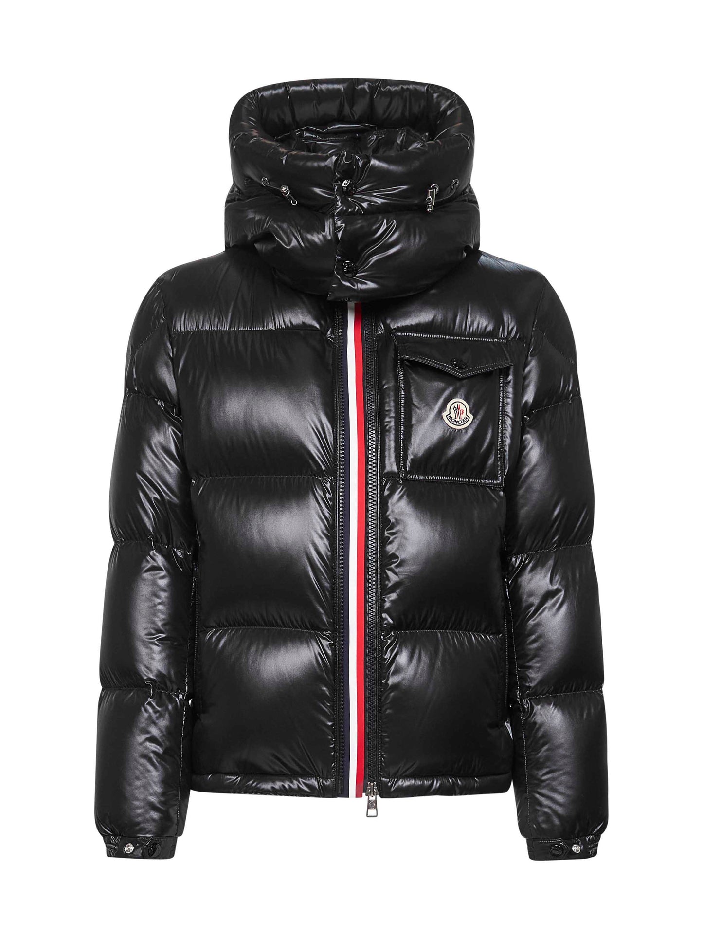 Black Montbeliard short hooded down jacket