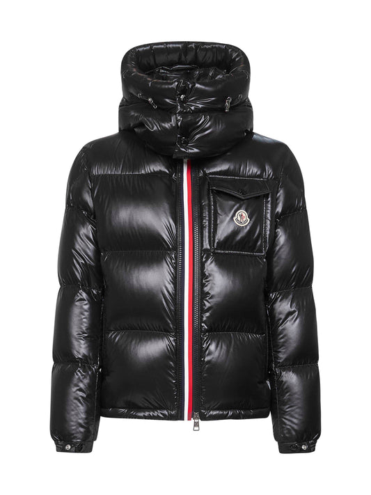 Black Montbeliard short hooded down jacket