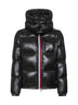 Black Montbeliard short hooded down jacket