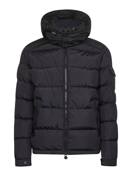 Black Moncler Maya hooded short down jacket