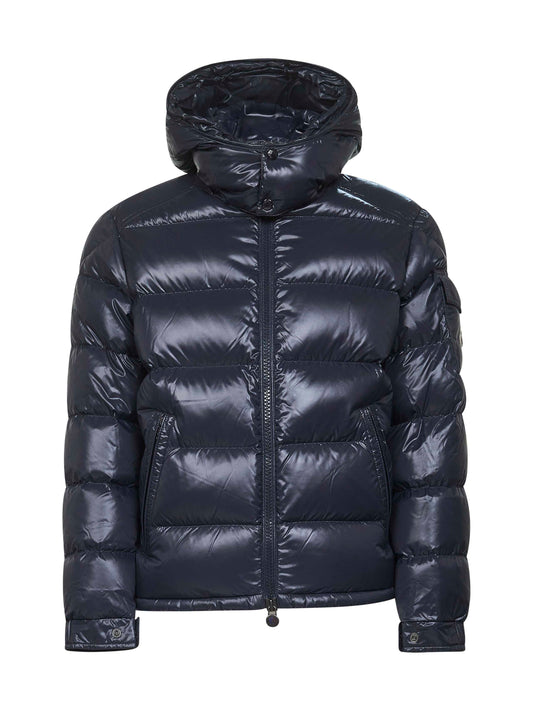 Blue Moncler Maya short hooded down jacket