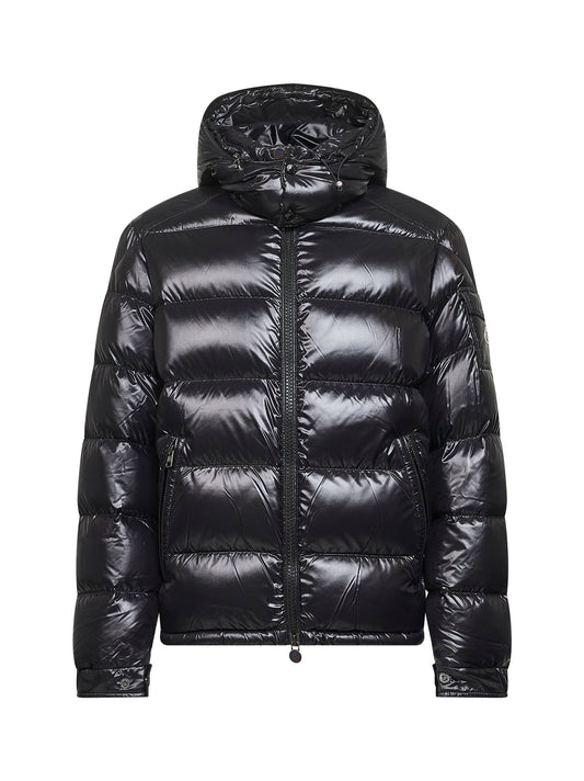 Black Moncler Maya short hooded down jacket