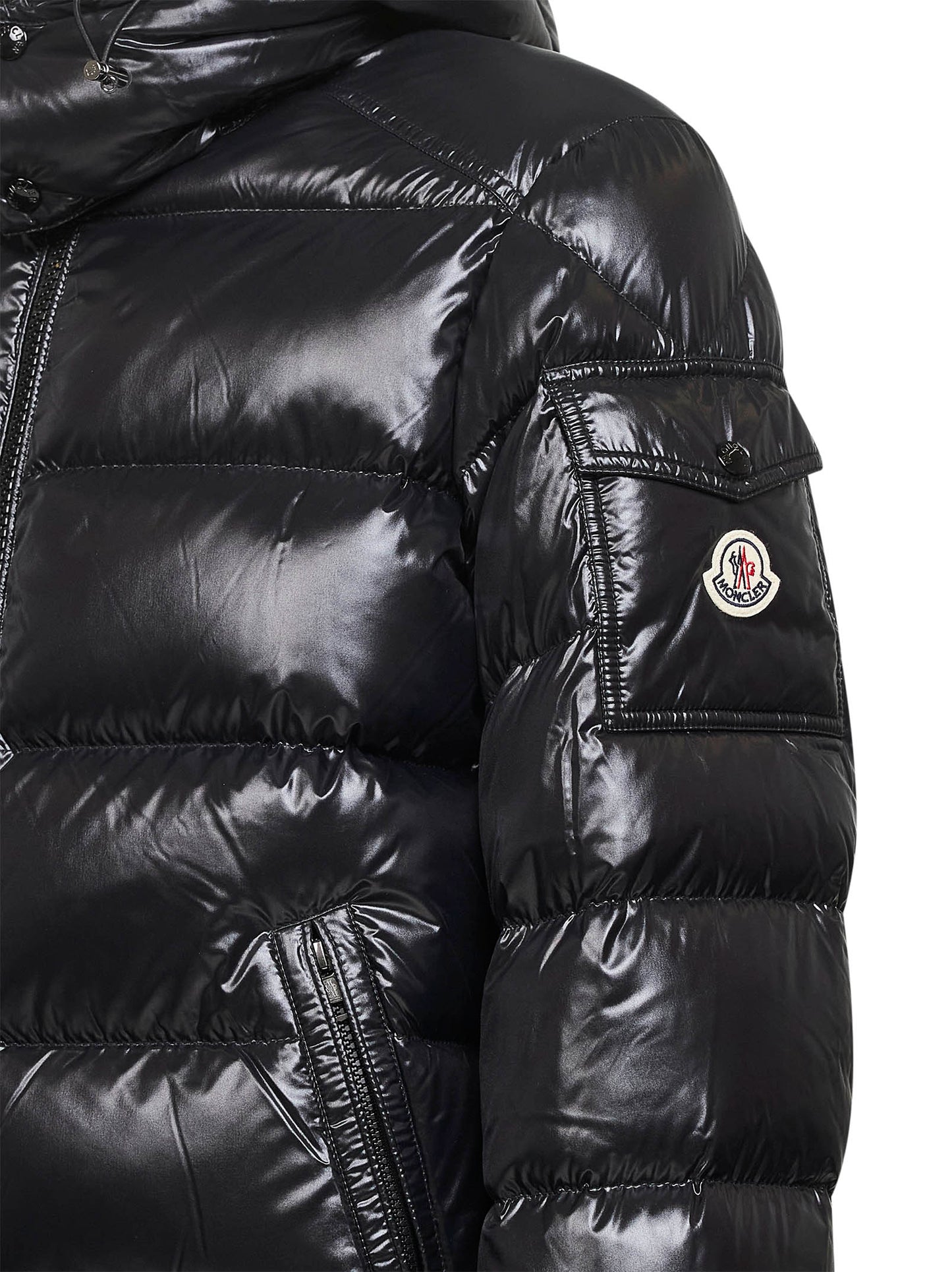 Black Moncler Maya short hooded down jacket
