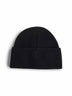 Black wool knit logo patch beanie