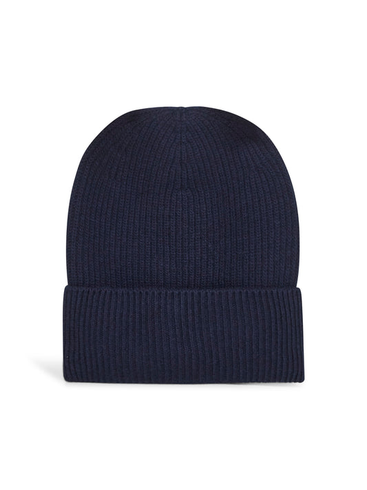 Blue wool and cashmere knit beanie