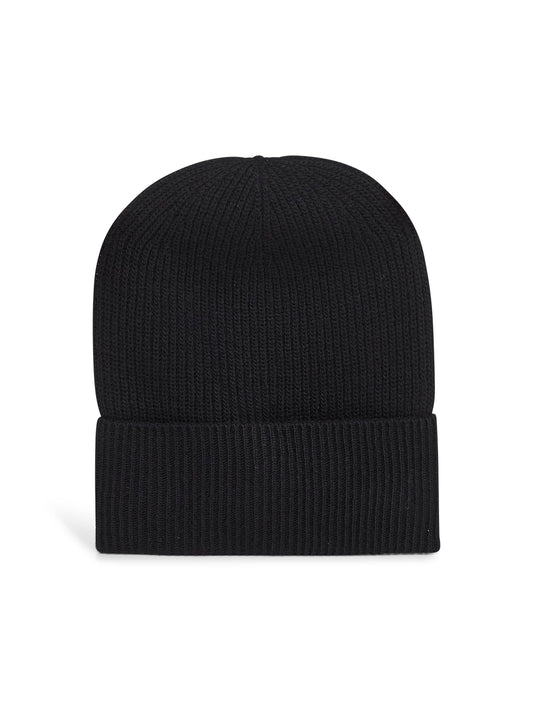Black wool and cashmere knit beanie