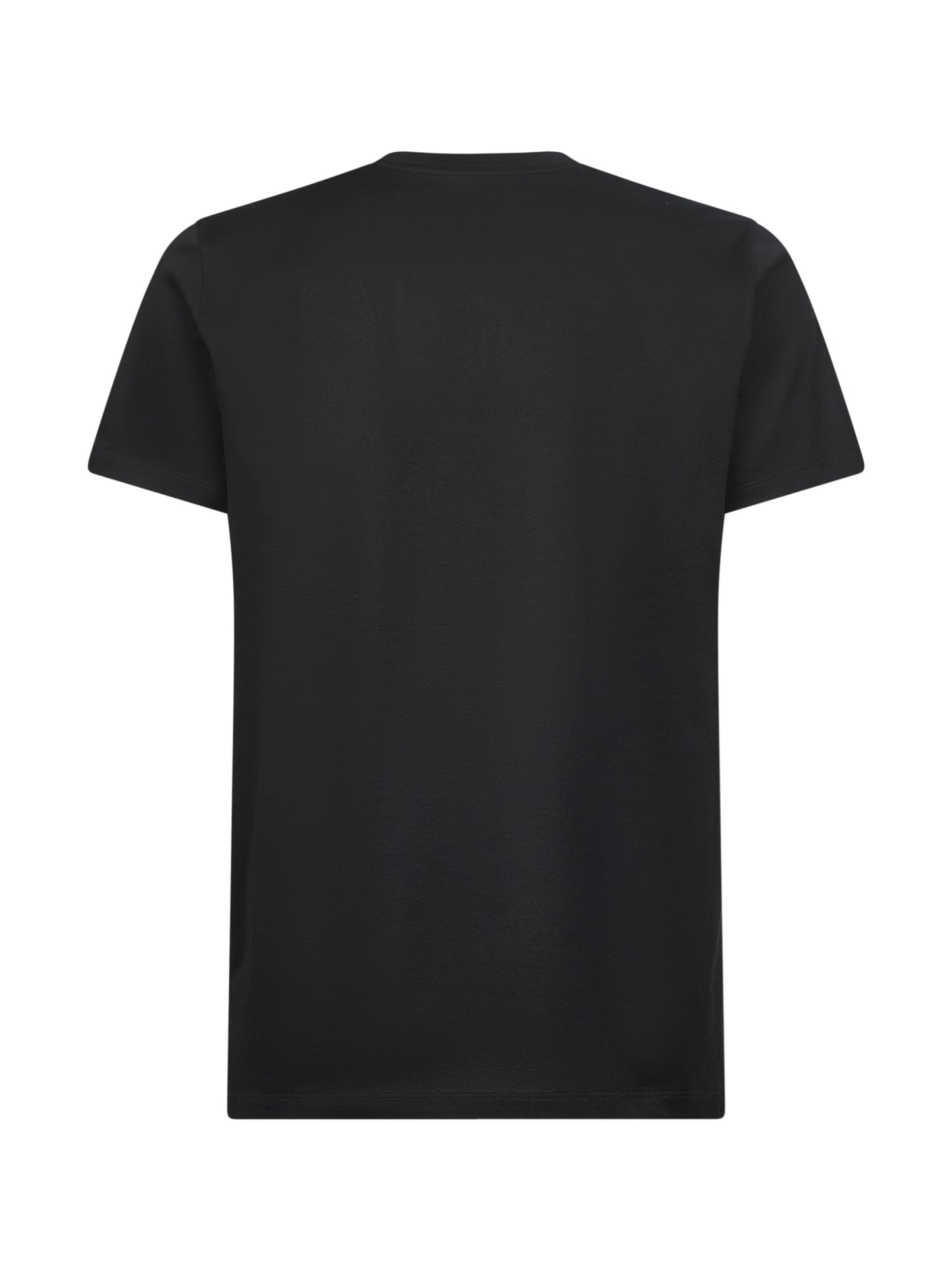 Black cotton double logo patch T-shirt