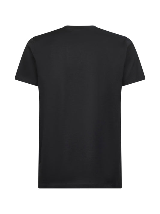 Black cotton double logo patch T-shirt