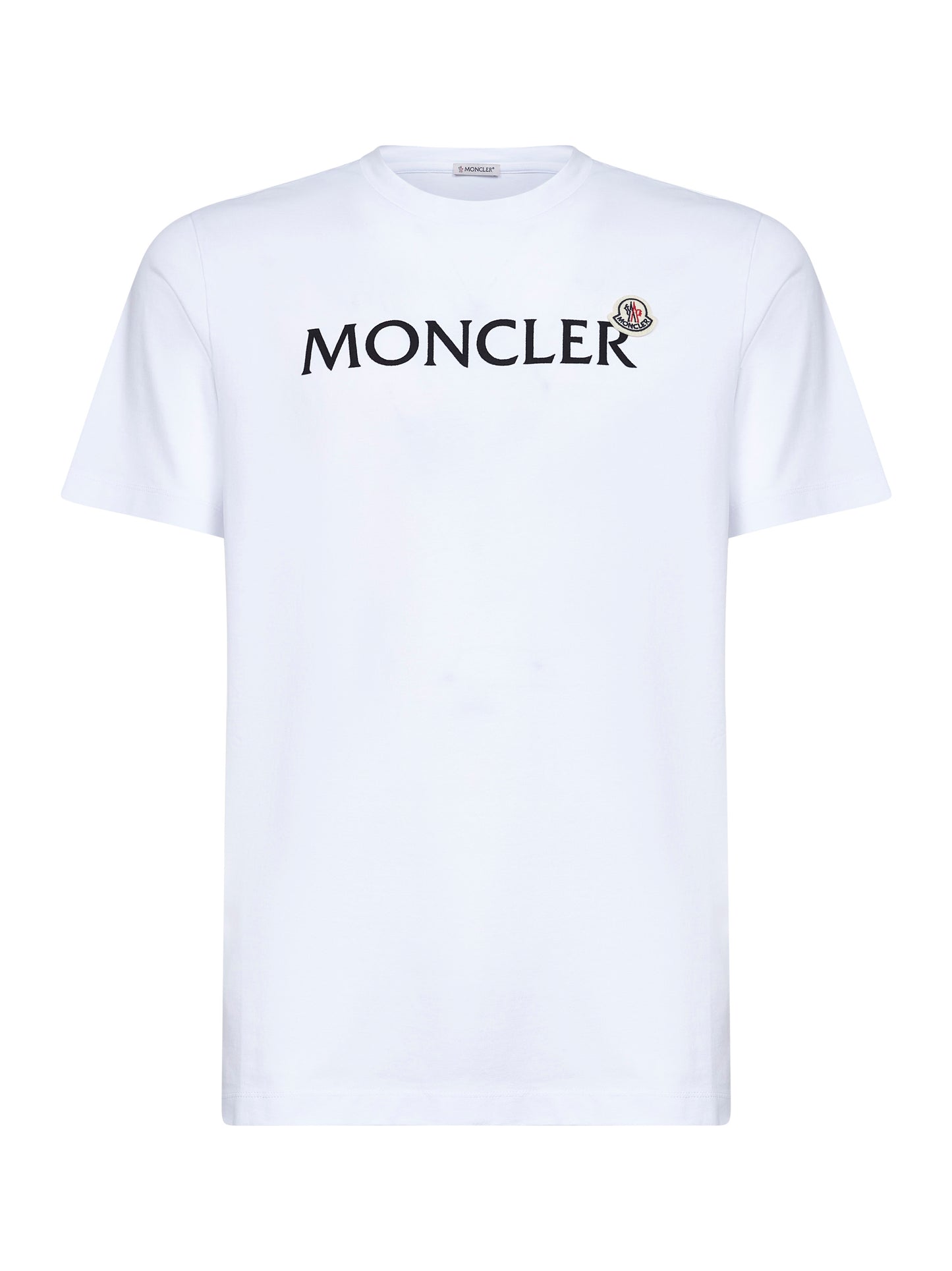 White cotton flocked logo T-shirt
