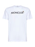 White cotton flocked logo T-shirt