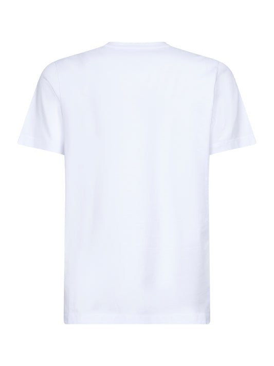 White cotton flocked logo T-shirt