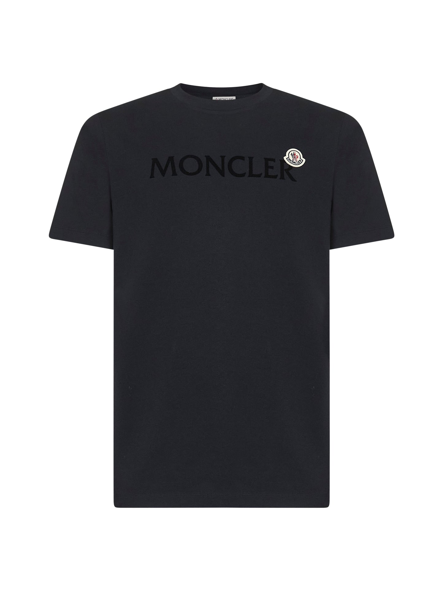 Blue cotton flocked logo T-shirt