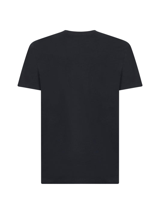 Blue cotton flocked logo T-shirt