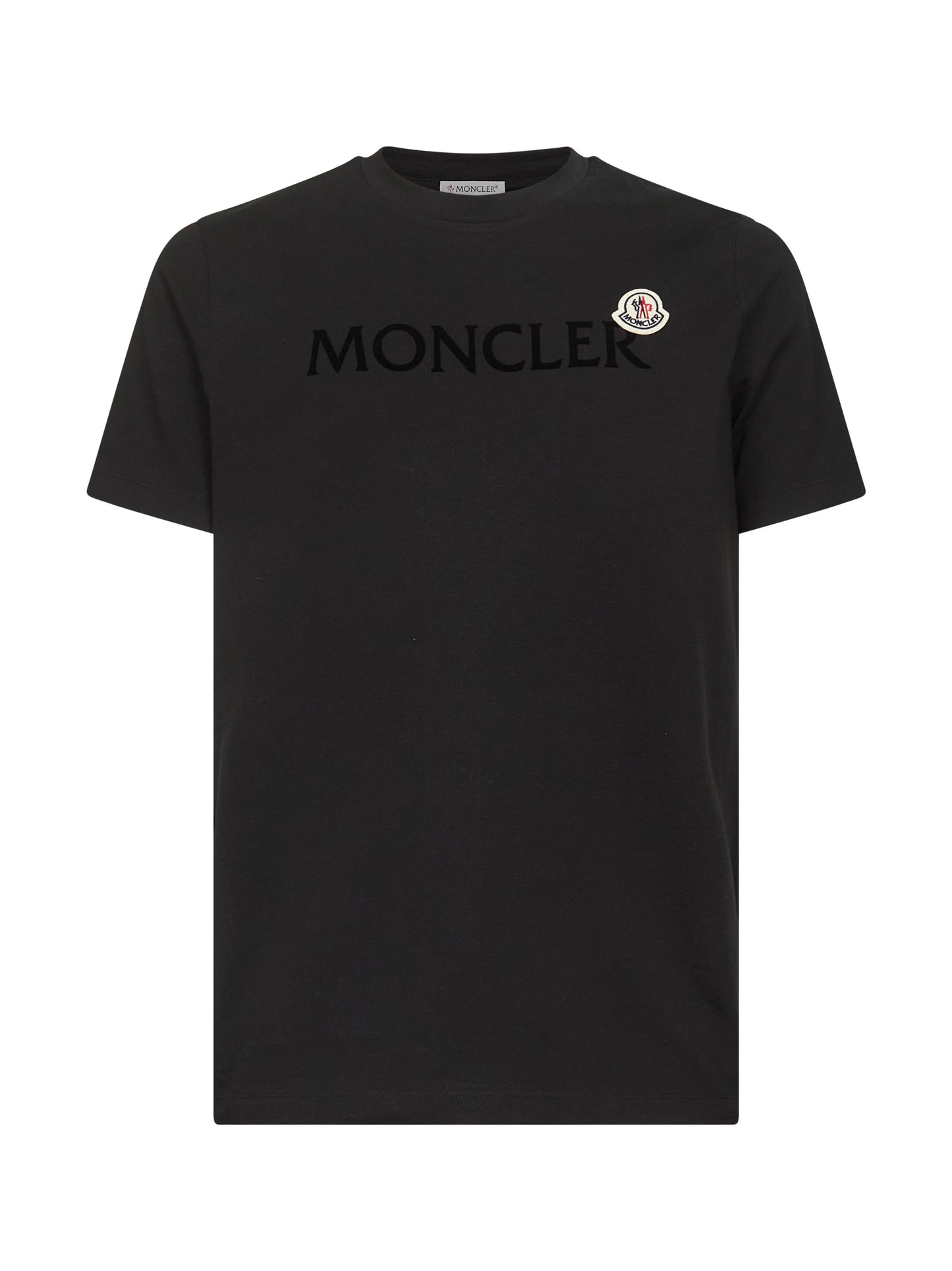 Black cotton flocked logo T-shirt