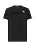 Black cotton flocked logo T-shirt