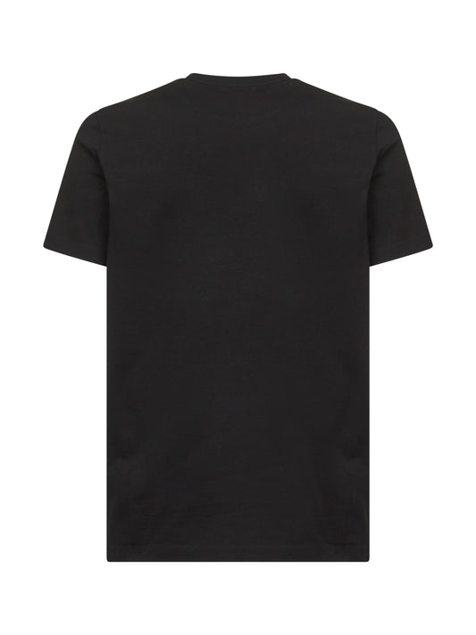 Black cotton flocked logo T-shirt