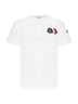 T-shirt in cotone avorio con logo tricolore