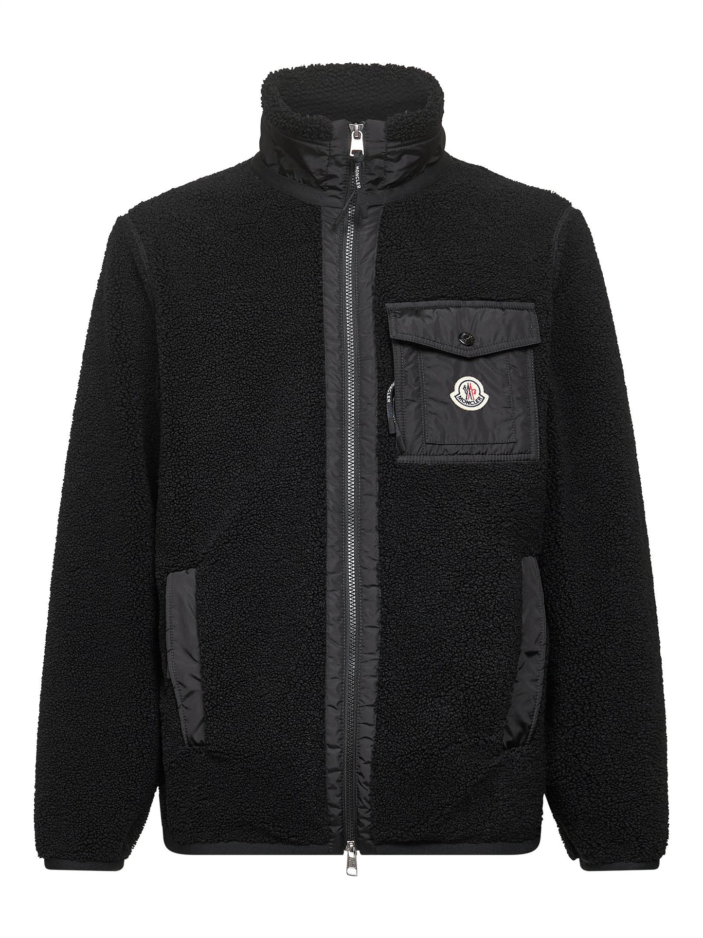 Black teddy fleece zip-up sweatshirt