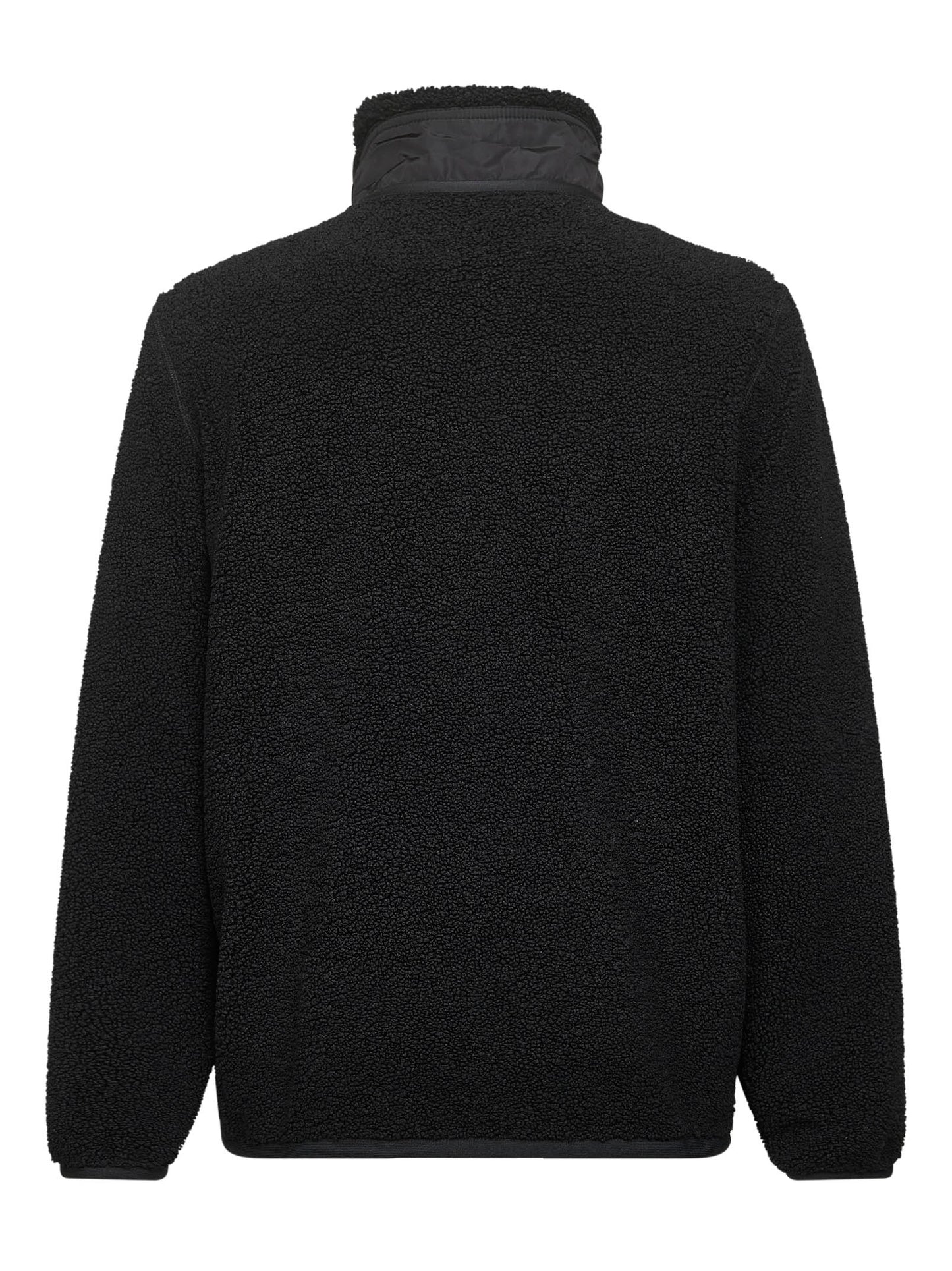 Black teddy fleece zip-up sweatshirt