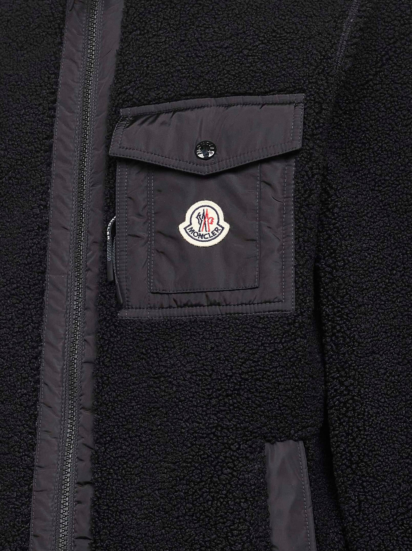 Black teddy fleece zip-up sweatshirt