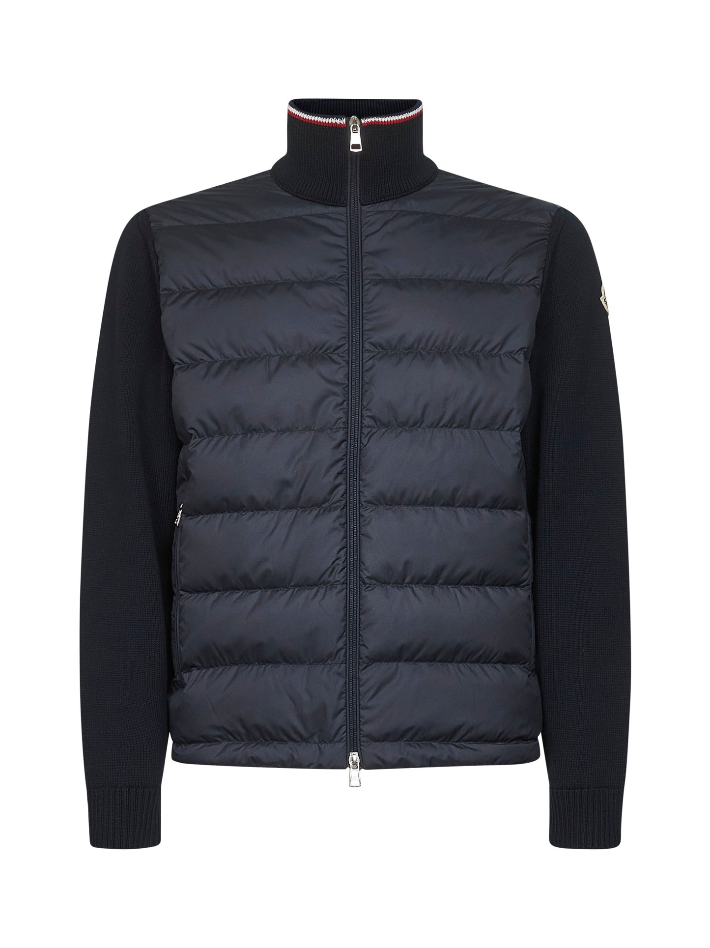 Blue cotton padded zip-up cardigan