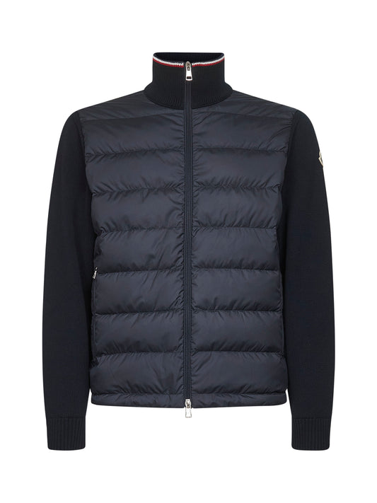 Blue cotton padded zip-up cardigan