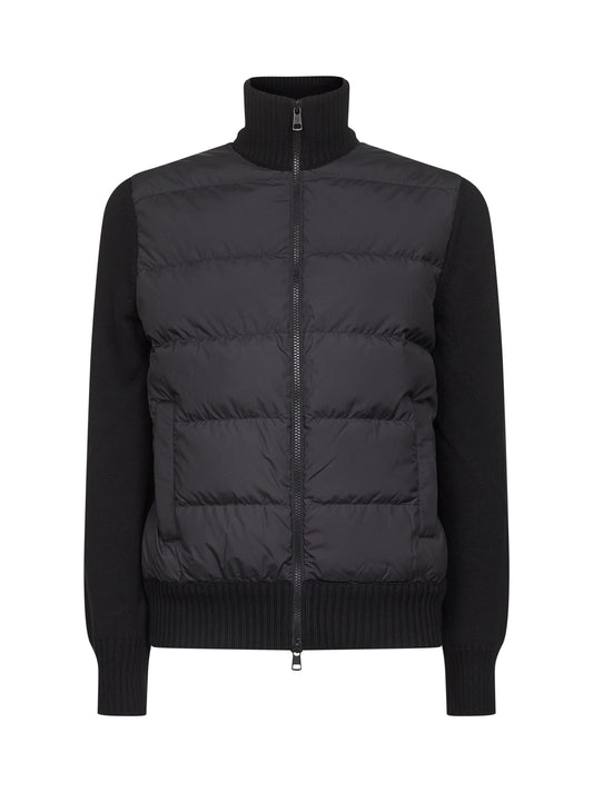 Cardigan imbottito in lana nera
