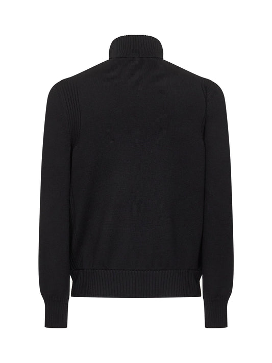 Cardigan imbottito in lana nera