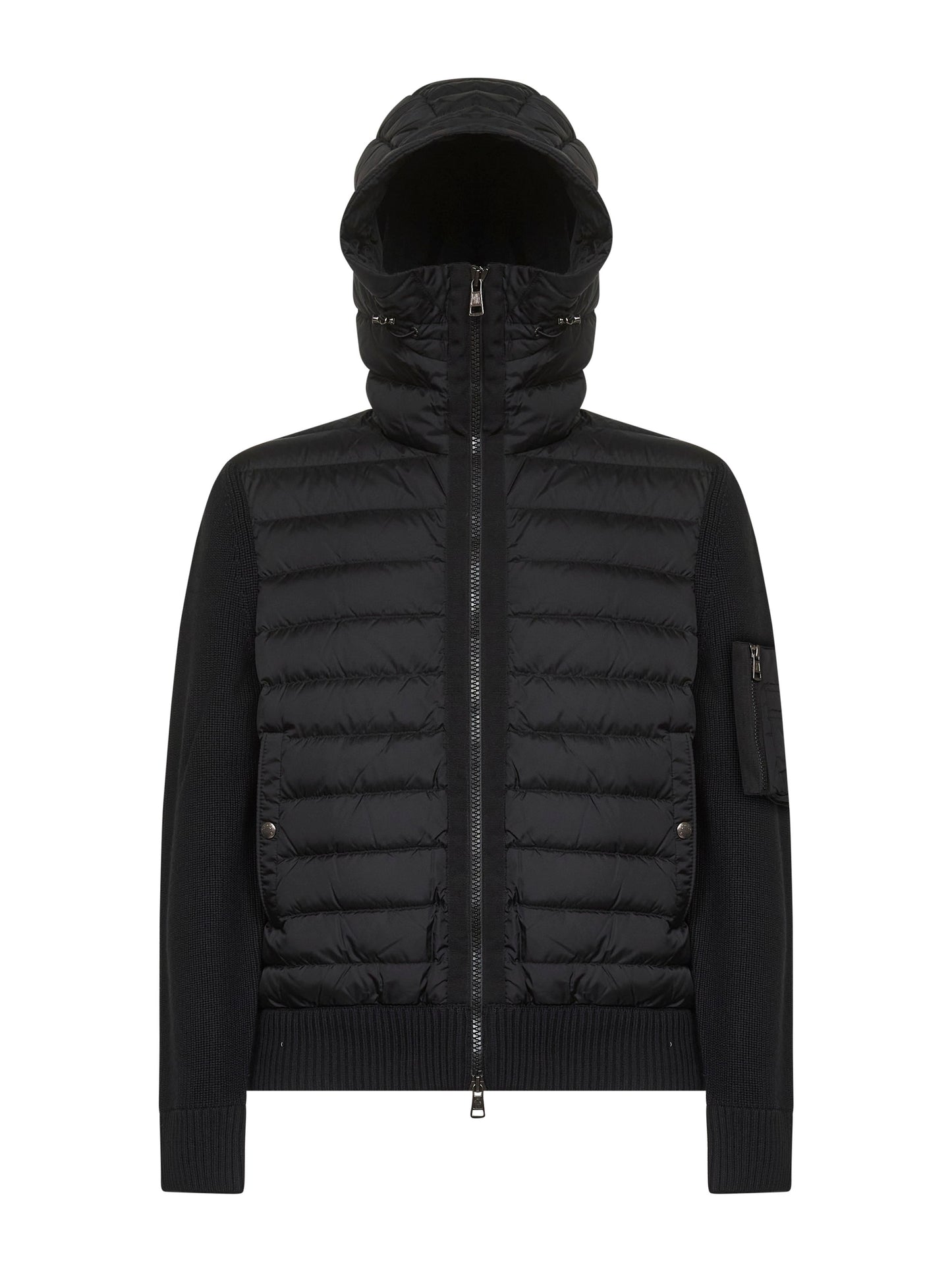 Black zip-up padded hooded cardigan