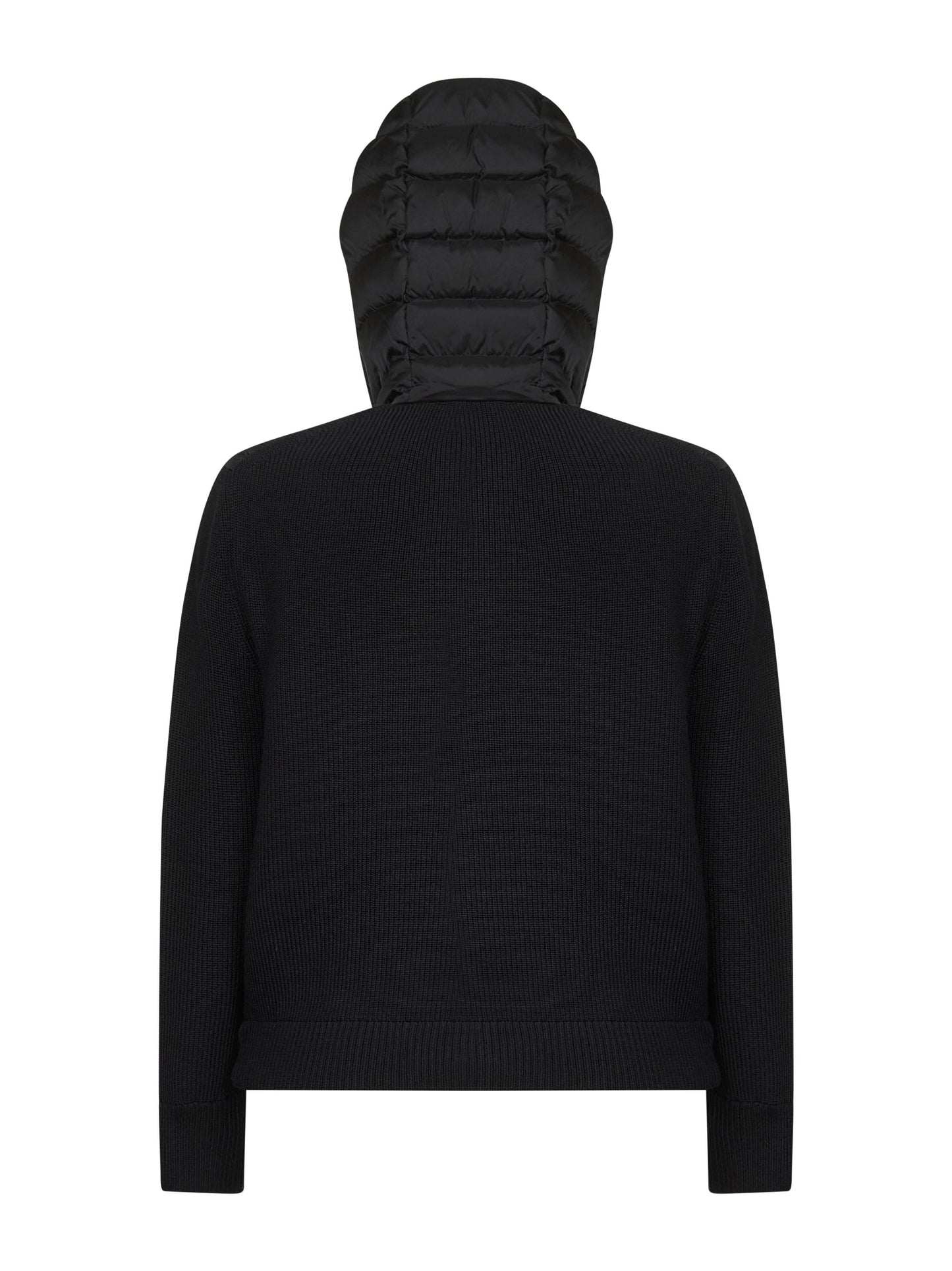 Black zip-up padded hooded cardigan