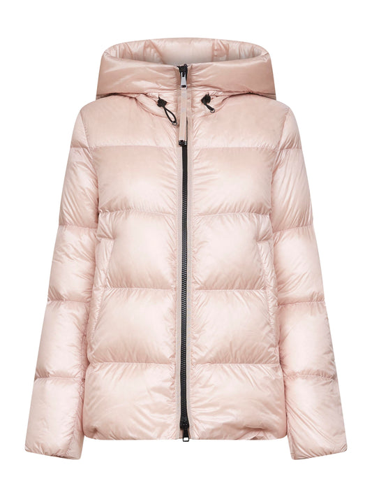 Pink Serittes short hooded down jacket