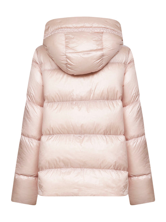 Pink Serittes short hooded down jacket