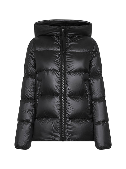 Black Serittes short hooded down jacket