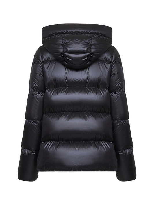 Black Serittes short hooded down jacket