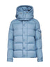 Light blue Moncler Maya 70 hooded short down jacket<BR/>