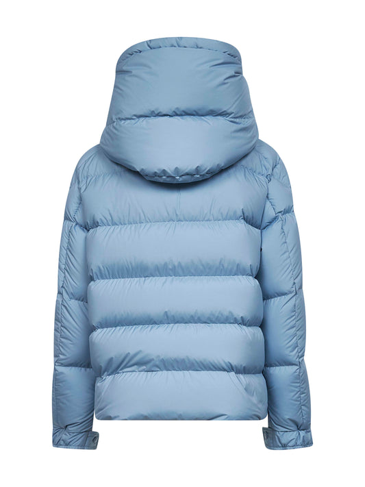 Light blue Moncler Maya 70 hooded short down jacket<BR/>