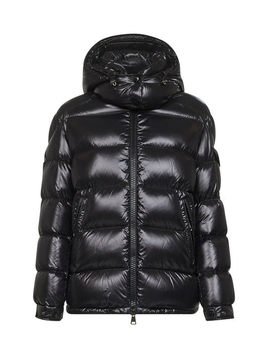Black Maire hooded short down jacket