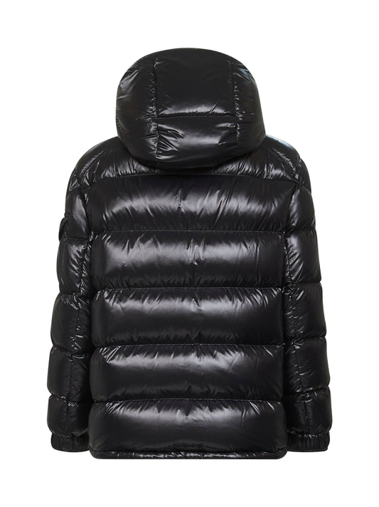 Black Maire hooded short down jacket