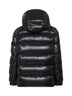 Black Maire hooded short down jacket