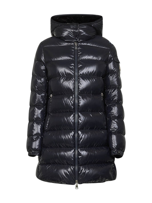 Blue Courcelles midi hooded down jacket