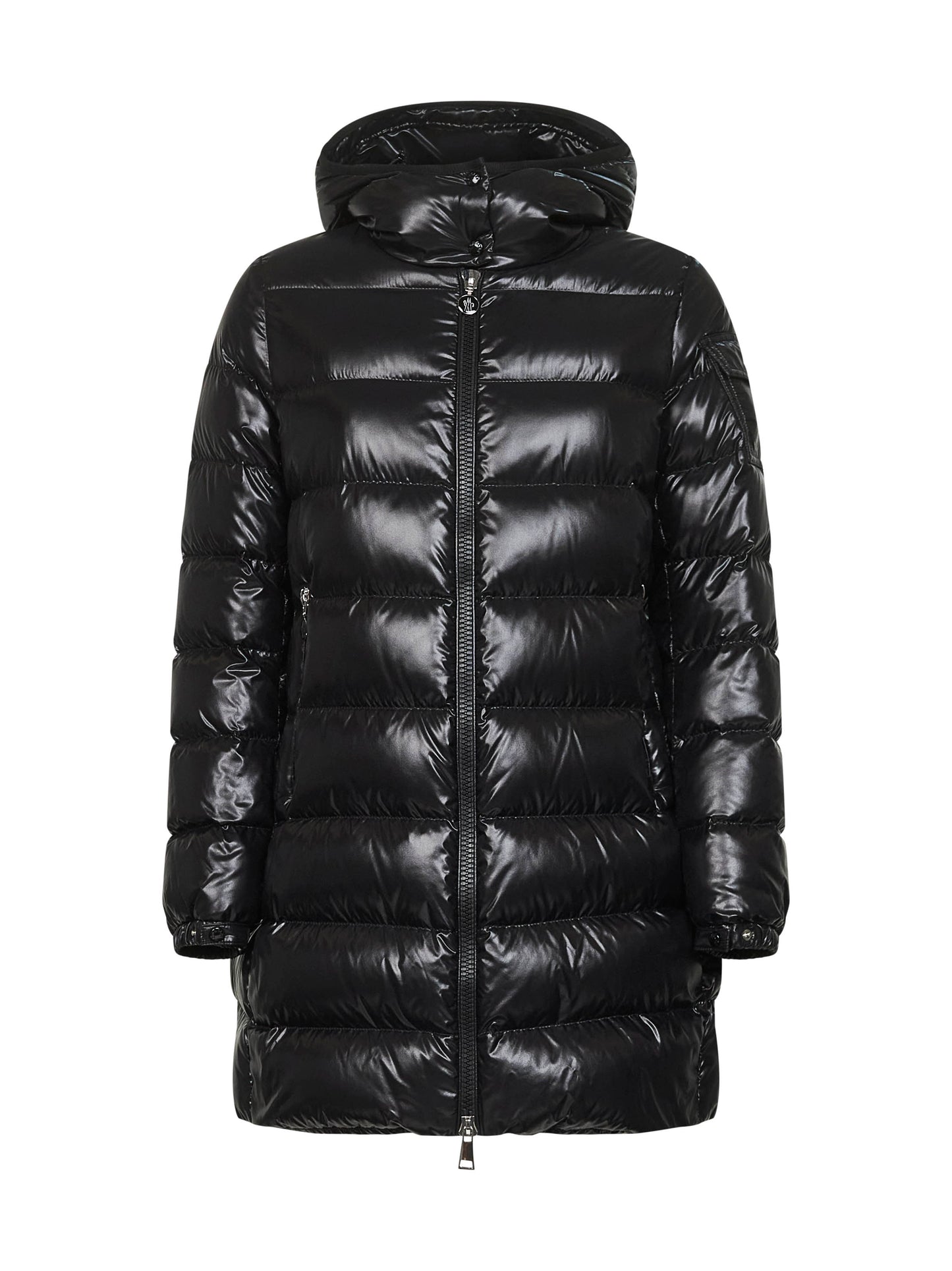 Black Courcelles midi hooded down jacket